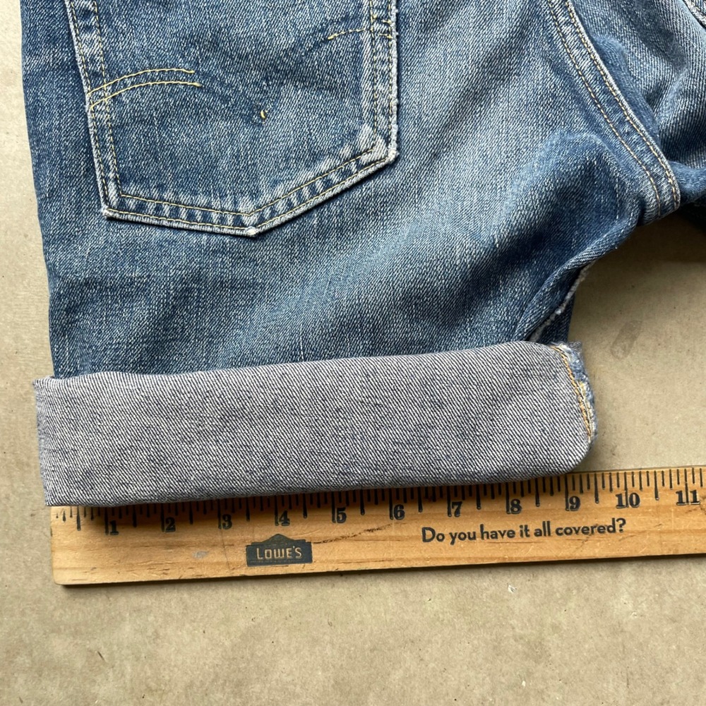 Vintage Levis 501 Big E Selvedge Denim Shorts Indigo Hidden Rivet High Waist 27 - Picture 10 of 10